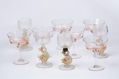 Appraisal: A set of six Venetian glass champagne coupes decorated gilt