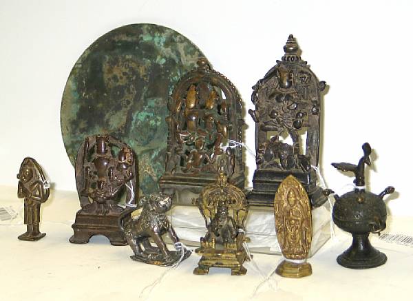 Appraisal: Fourteen Asian metal devotional figures and objects Including nine Indian