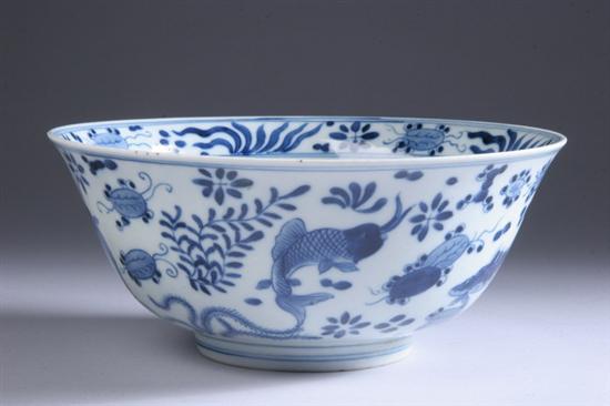 Appraisal: CHINESE BLUE AND WHITE PORCELAIN BOWL Kangxi underglazed blue six-character