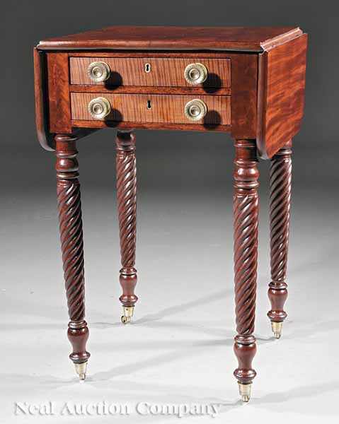 Appraisal: A Late Federal Mahogany and Maple Work Table in the