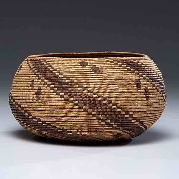 Appraisal: Yokuts Digikup Basket finely woven with willow redbud and bracken