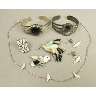 Appraisal: Assorted Sterling Silver Indian Turquoise Jewelry Assorted sterling and turquoise