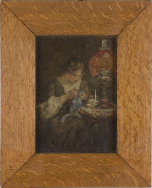 Appraisal: Christiane Klitgaard-May Br - Mending oil on panel signed lower