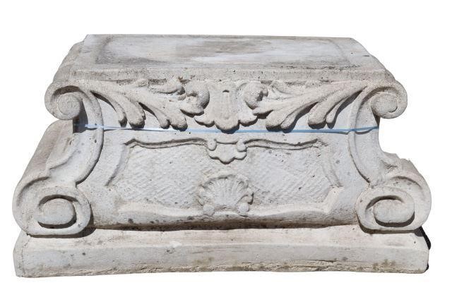 Appraisal: Large cast stone garden plinth thc the pedestal in shell