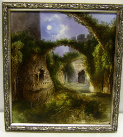 Appraisal: J BIRBECK ENGLISH Painted ruins on porcelain plaque signed lower