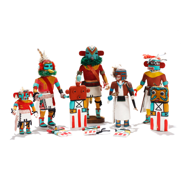 Appraisal: Collection of ten Native American Hopi folk art carved and