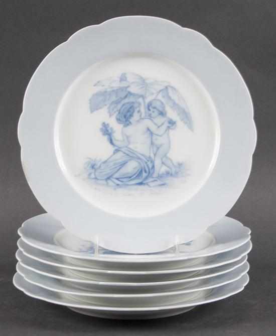 Appraisal: Set of six KPM Berlin blue transfer porcelain cabinet plates