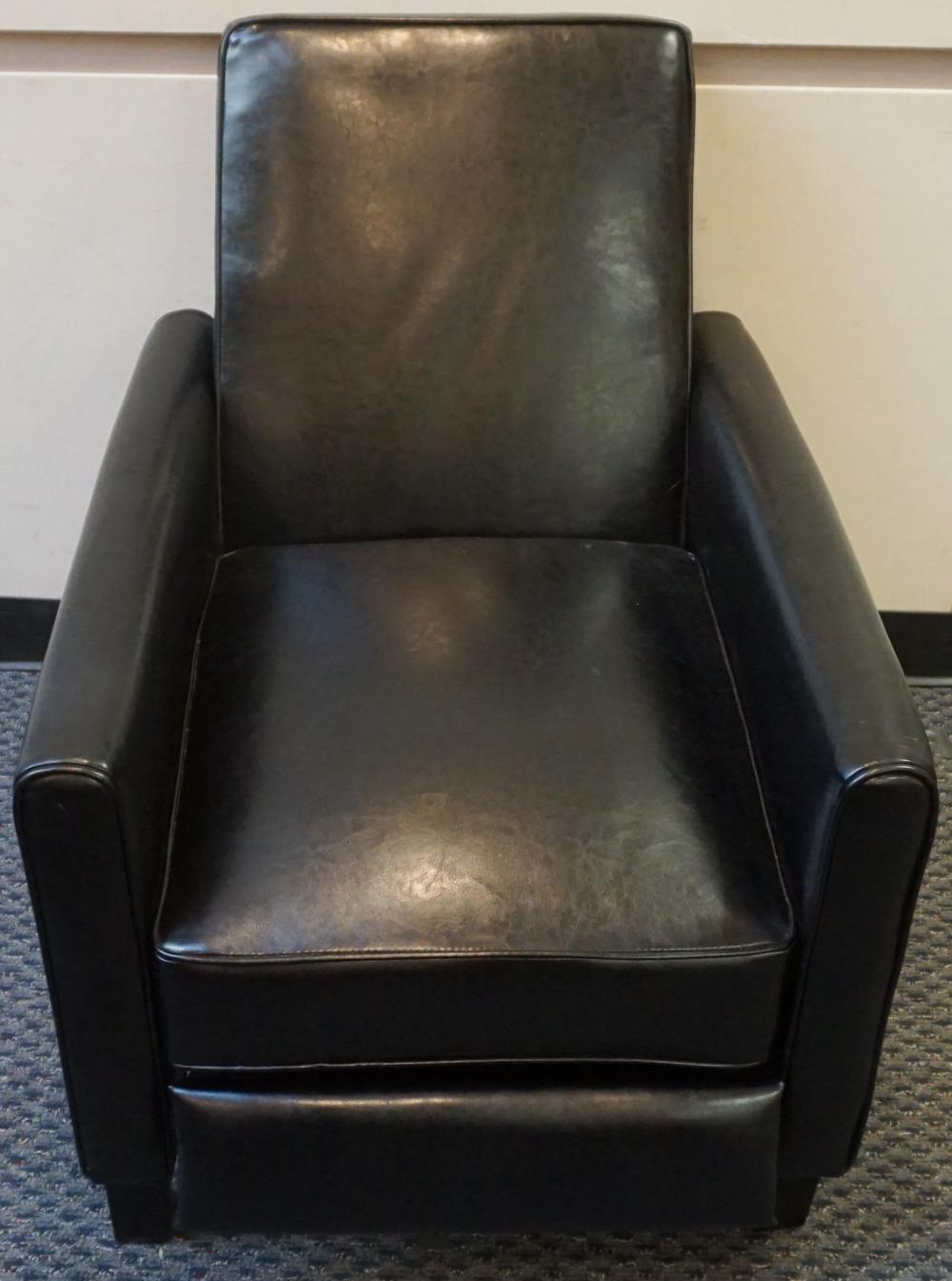 Appraisal: CONTEMPORARY BLACK LEATHER UPHOLSTERED RECLINERContemporary Black Leather Upholstered Recliner