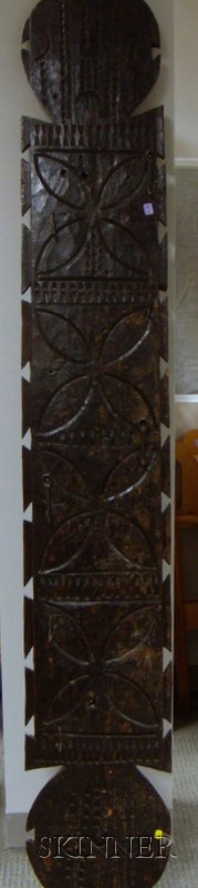 Appraisal: Continental Provincial Wrought Iron Hook-mounted Carved Hardwood Harness Wall Panel