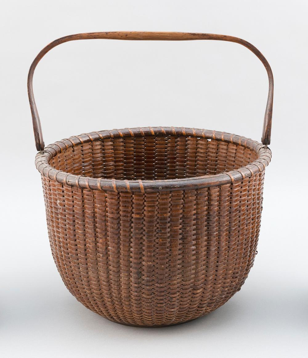 Appraisal: LARGE NANTUCKET BASKET TH CENTURY BASKET HEIGHT DIAMETER LARGE NANTUCKET