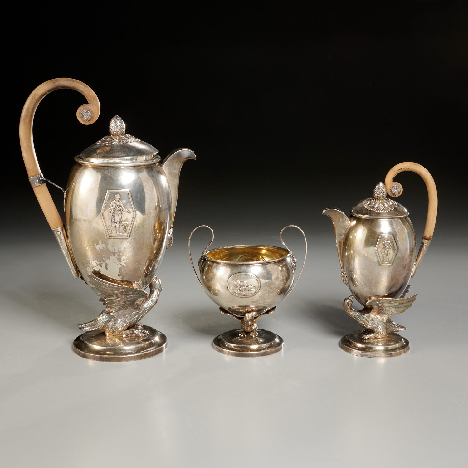 Appraisal: CONTINENTAL EMPIRE -PIECE SILVER COFFEE SERVICE th c possibly Austrian