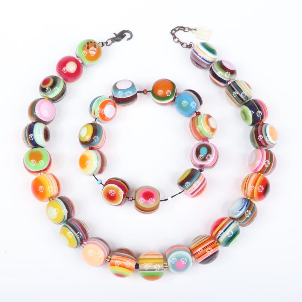 Appraisal: CARLOS SOBRAL JACKIE BRAZIL DESIGNER MULTI COLORED LAMINATED RESIN BEAD