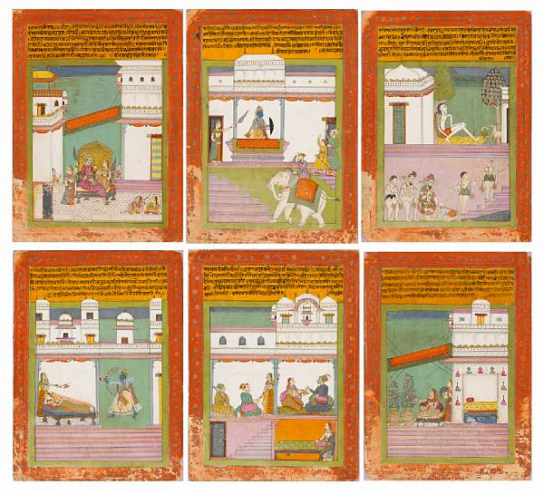 Appraisal: A set of six miniatures from a Ragamala album India