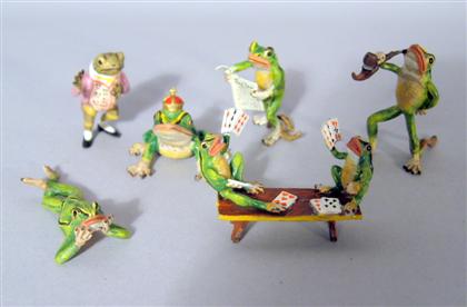 Appraisal: Group of seven miniature Austrian cold painted bronze figures of