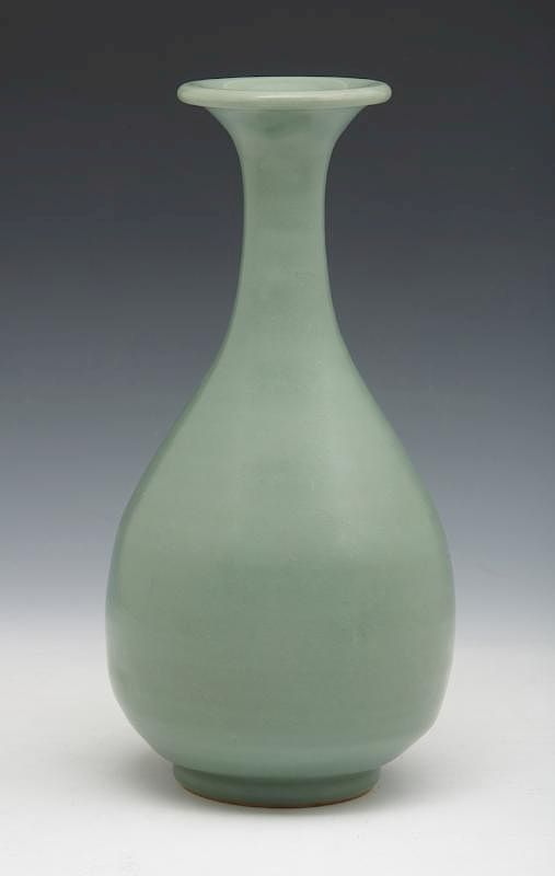 Appraisal: Chinese Longquan Celadon Yuhuchuan Vase Chinese Longquan Celadon Yuhuchuan Vase