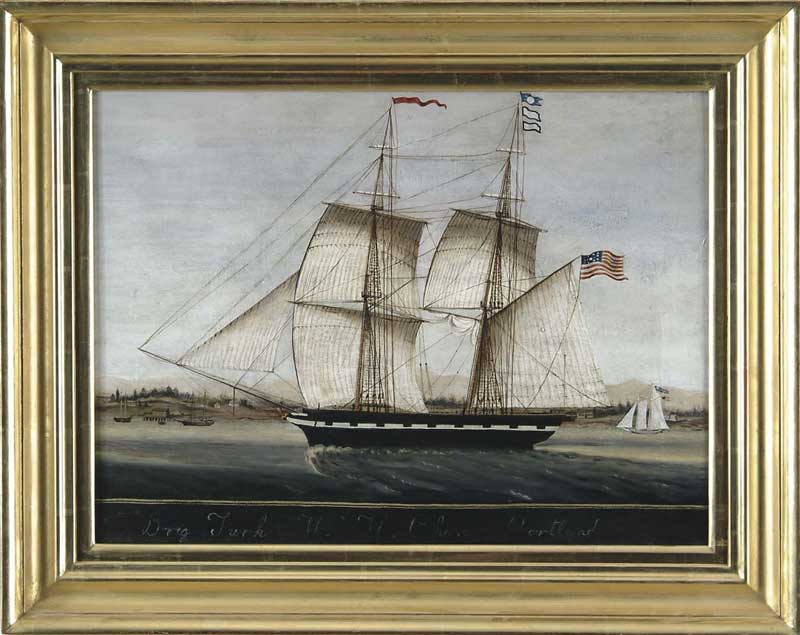 Appraisal: UNSIGNED American th Century PORTRAIT OF THE BRIG TURK Oil