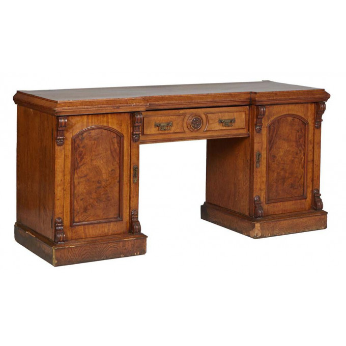 Appraisal: American Carved Walnut Sideboard late th c the slanted edge