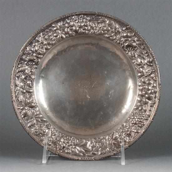 Appraisal: American Rococo Revival repousse silver serving dish S Kirk Son