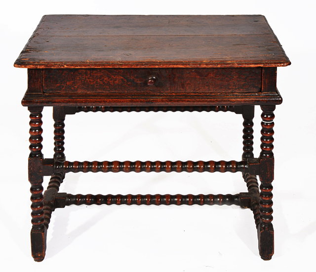 Appraisal: A LATE TH CENTURY PINE AND OAK SIDE TABLE with