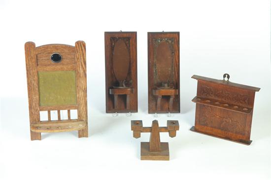 Appraisal: FIVE ARTS CRAFTS WOOD PIECES American early th century oak