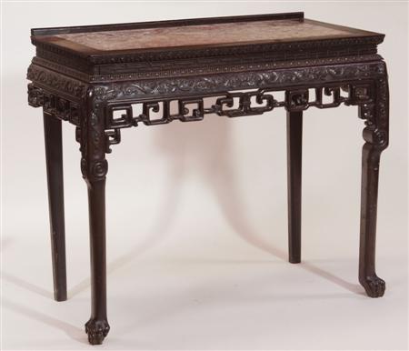 Appraisal: A th century Chinese hardwood side table the rectangular top