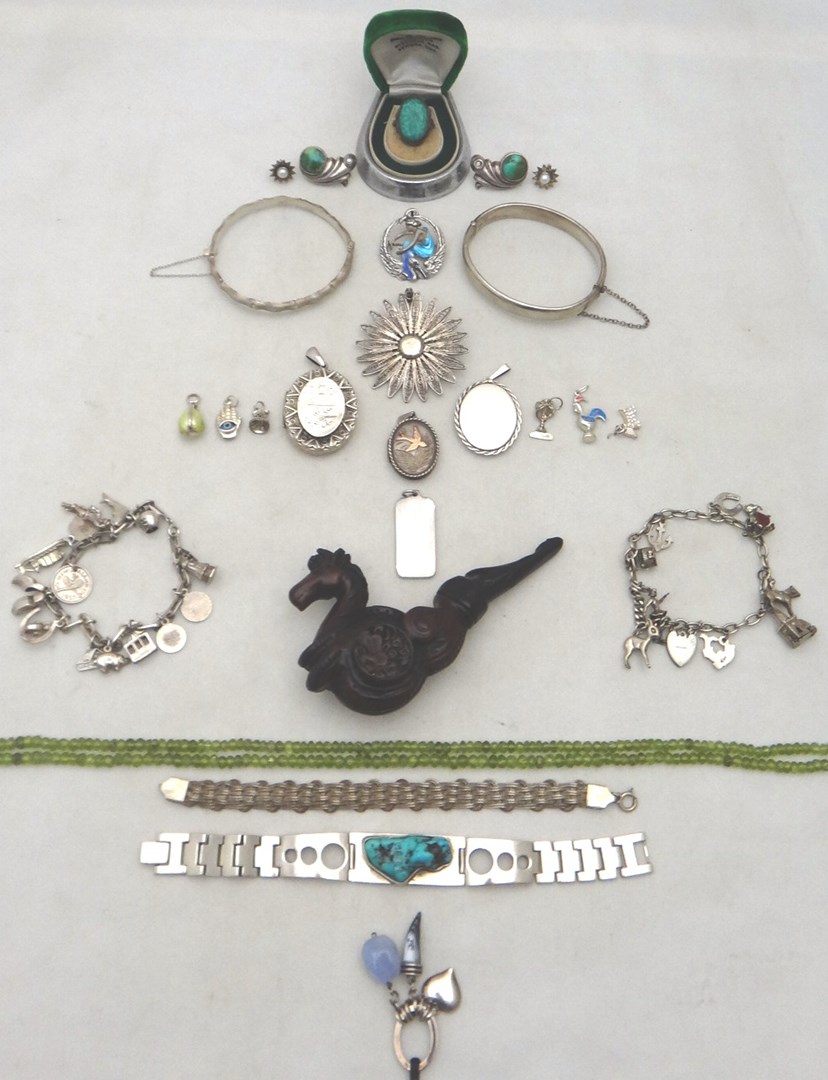 Appraisal: Silver and other jewellery comprising two charm bracelets two bracelets