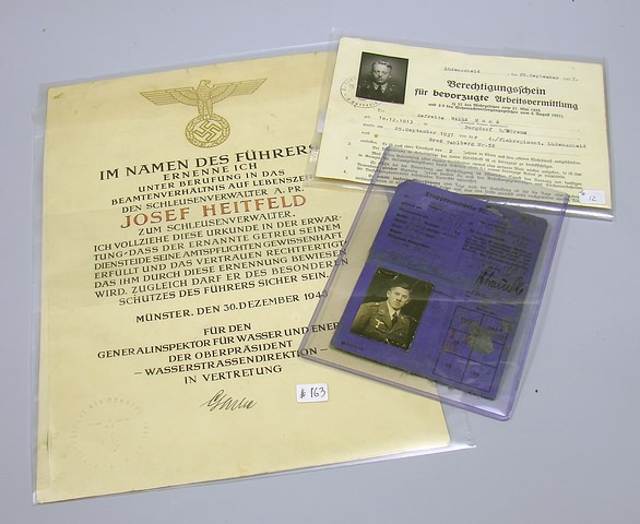 Appraisal: Lot consists of WWII period German documents including an oil