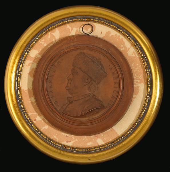 Appraisal: A French terracotta medallion of Benjamin Franklin Jean Baptiste Nini