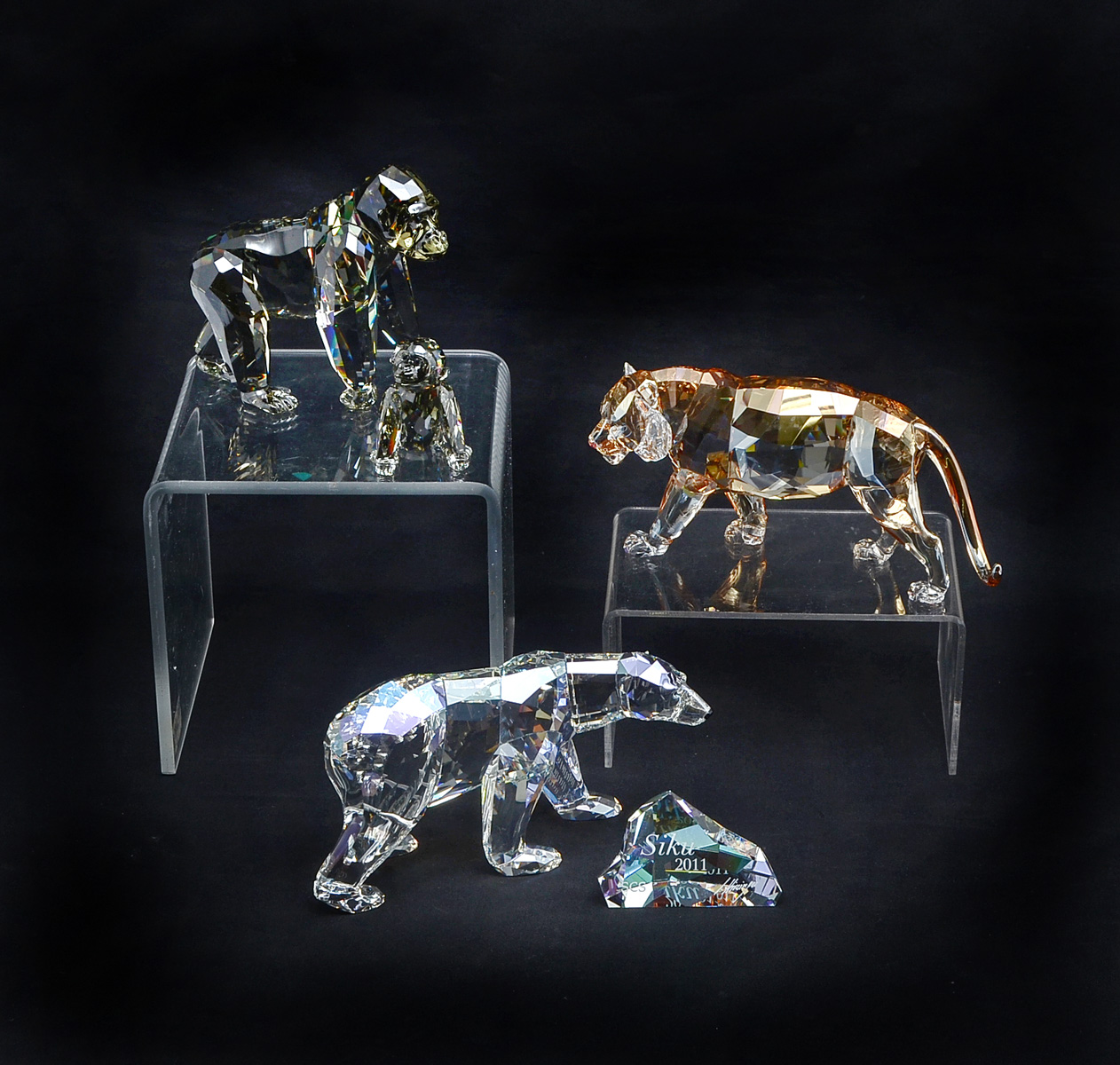 Appraisal: PC SWAROVSKI ENDANGERED SPECIES - POLAR BEAR GORILLAS TIGERS Faceted