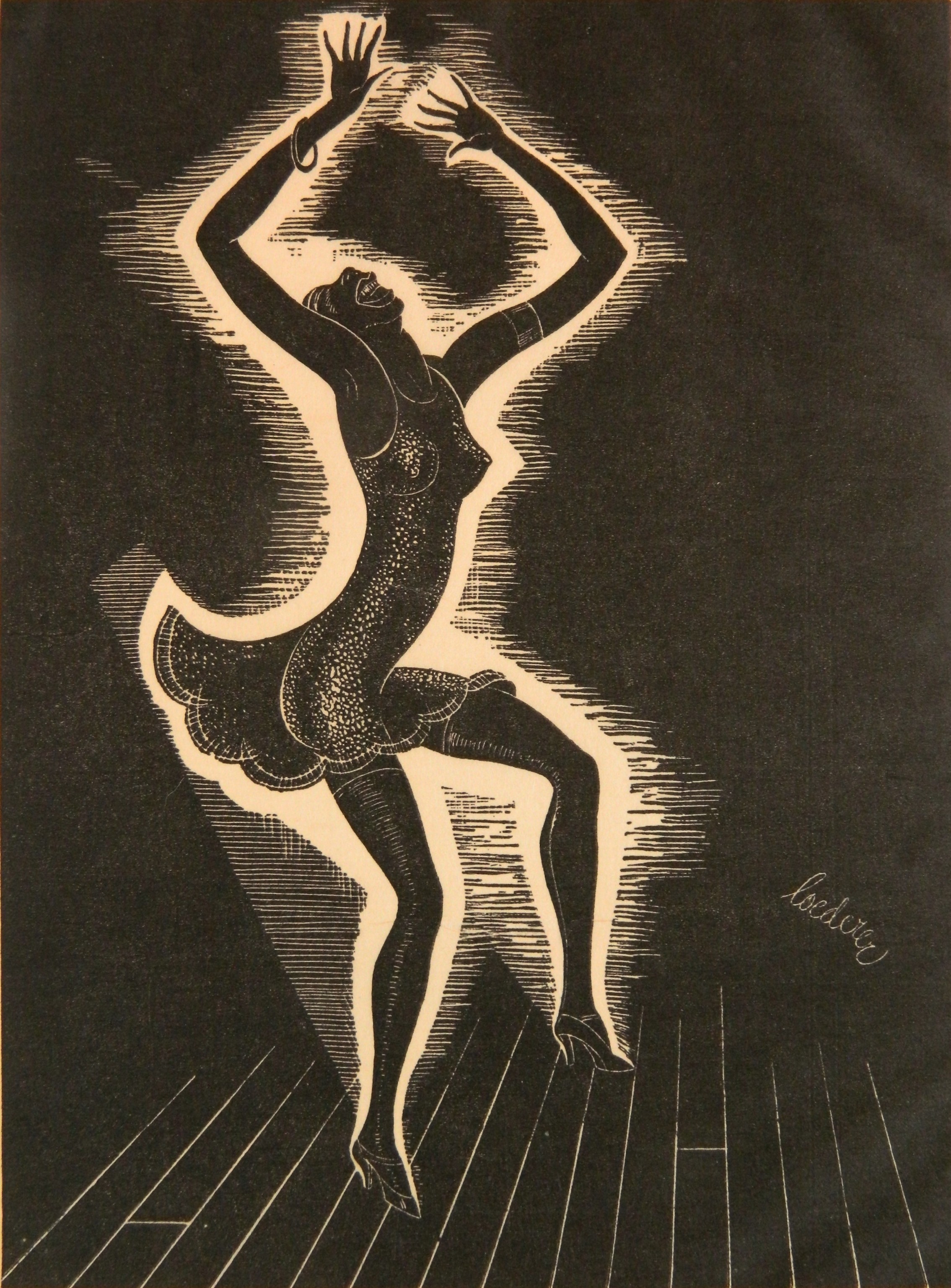 Appraisal: Richard Loederer - Negro Dance''- woodblock ca signed and titled