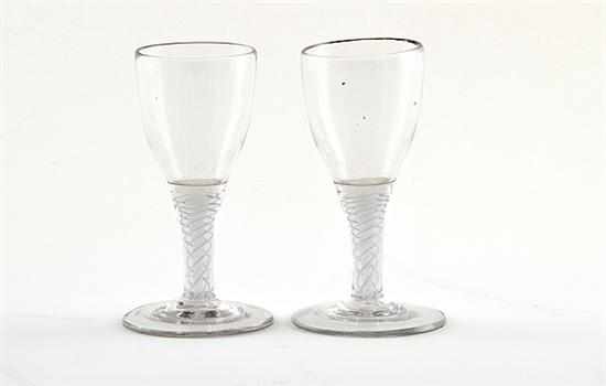 Appraisal: Fine pair Georgian opaque-twist drinking glasses circa colorless glass stem