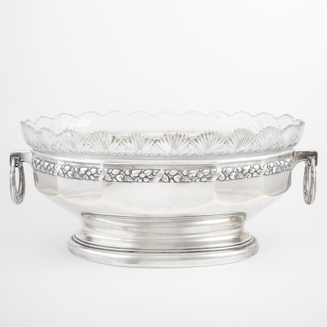 Appraisal: Continental Silver Centerpiece Circa Of oval form the faceted upper