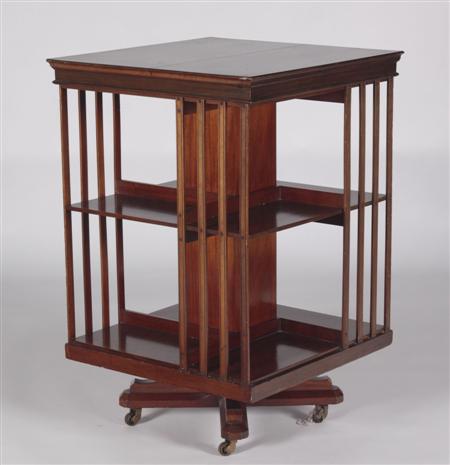 Appraisal: A late th century mahogany revolving bookcase the projected moulded