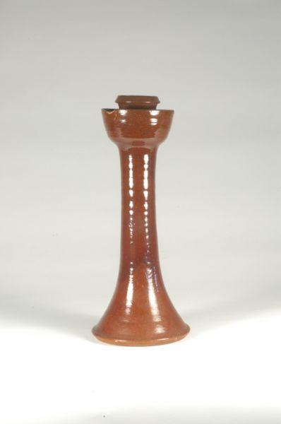 Appraisal: Signed Ben Owen Master Potter Lead glazed candlestick H chips