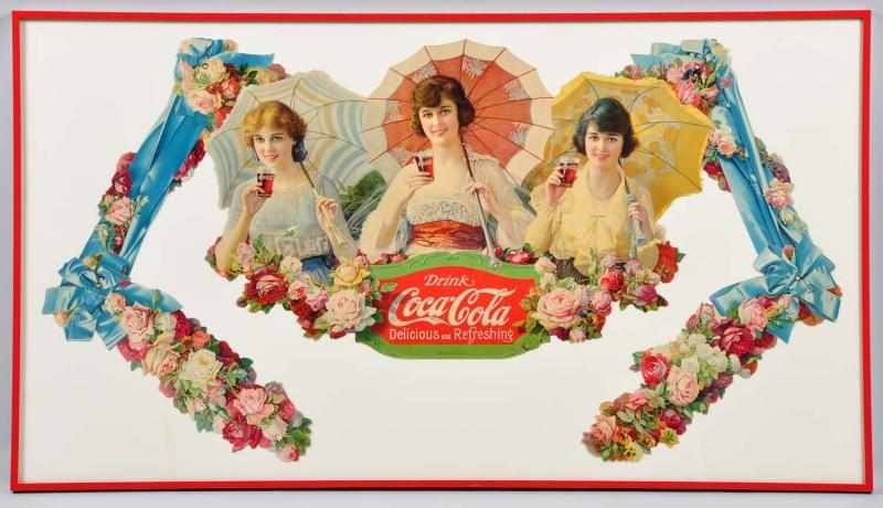 Appraisal: Coca-Cola Umbrella Girl Festoon Description Beautifully framed under glass One