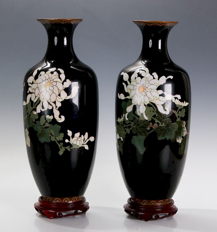 Appraisal: A PAIR GOOD -INCH MEIJI PERIOD CLOISONNE VASES Each with