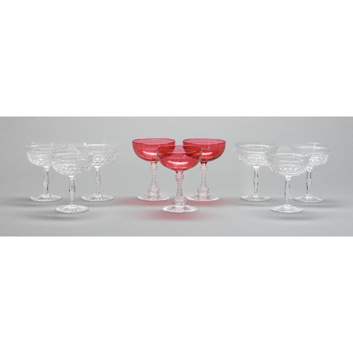 Appraisal: A set of six English cut glass champagne saucers early