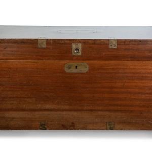 Appraisal: An English Campaign Style WalnutTraveling Chest TH CENTURY Height x