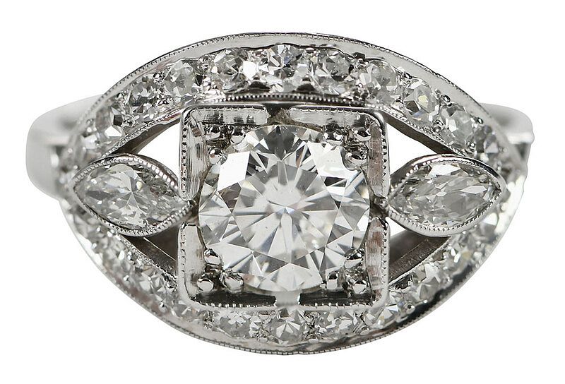 Appraisal: Vintage Platinum Diamond Ring center round brilliant diamond estimated weight