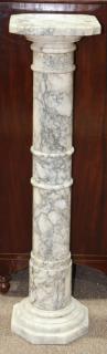 Appraisal: Classical style variegated marble pedestal Classical style variegated marble pedestal