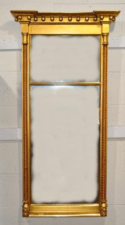 Appraisal: Federal Giltwood Architectural Mirror with upper and lower glass panels