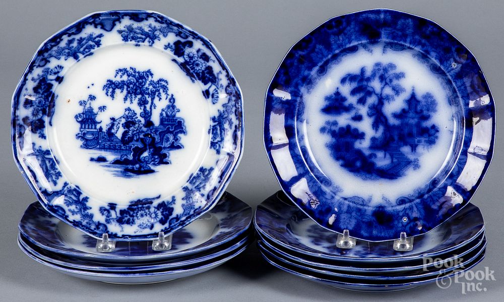 Appraisal: Nine flow blue Scinde pattern porcelain plates Nine flow blue