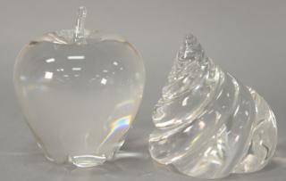 Appraisal: Two crystal Steuben pieces to include large apple ht and