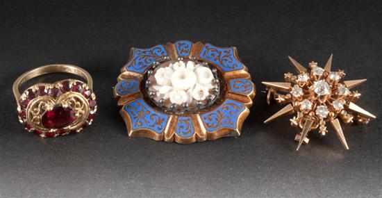 Appraisal: Assorted Victorian gold gold filled diamond and gemstone jewelry unmarked