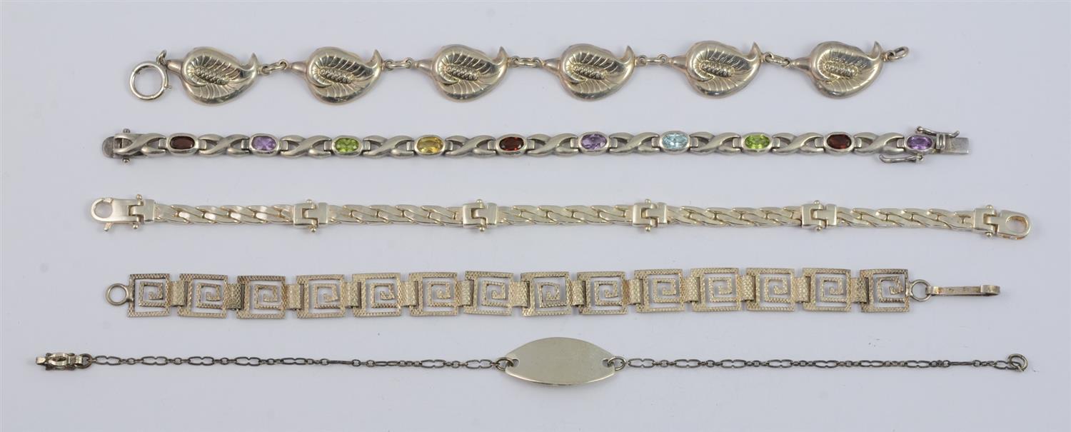 Appraisal: Silver Bracelets to include ladies' ID Greek Key marked Danecraft