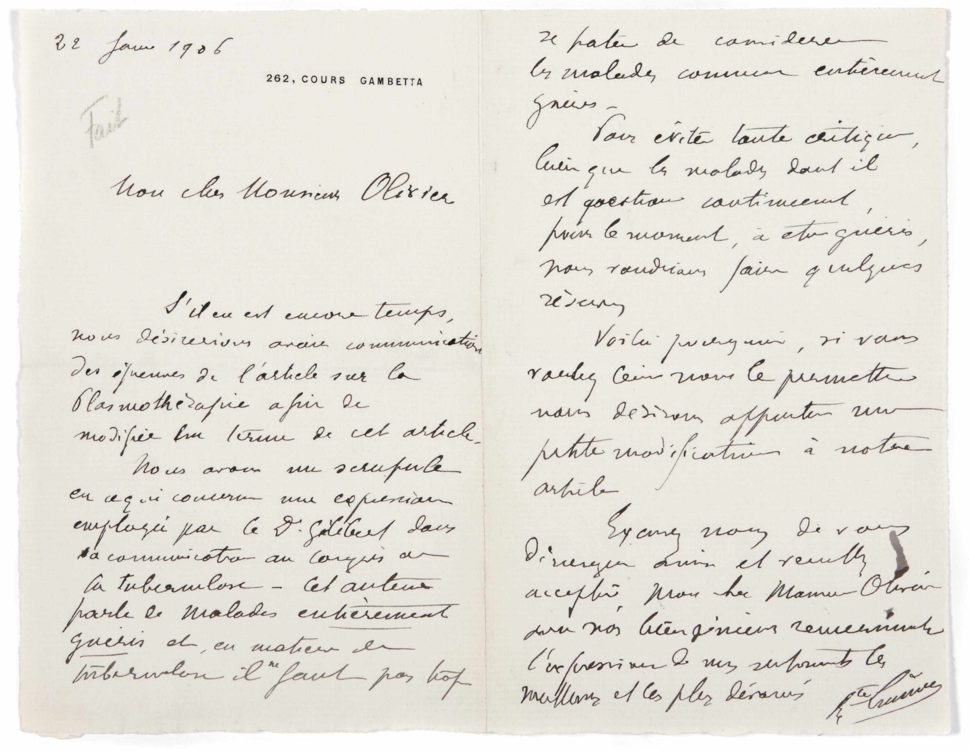 Appraisal: LUMIERE BROTHERS LUMIERE AUGUST MARIE LOUIS NICOLAS - Autograph Letter