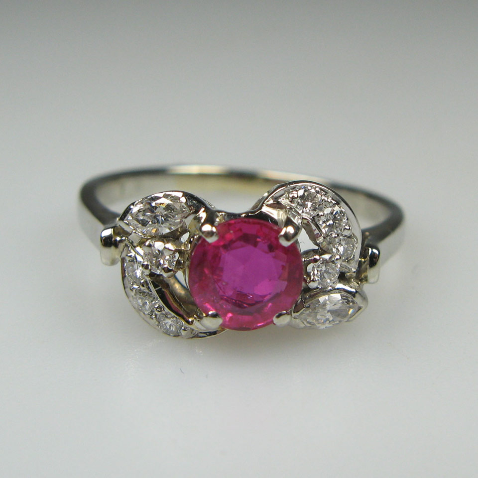 Appraisal: k White Gold Ring set with a full cut ruby