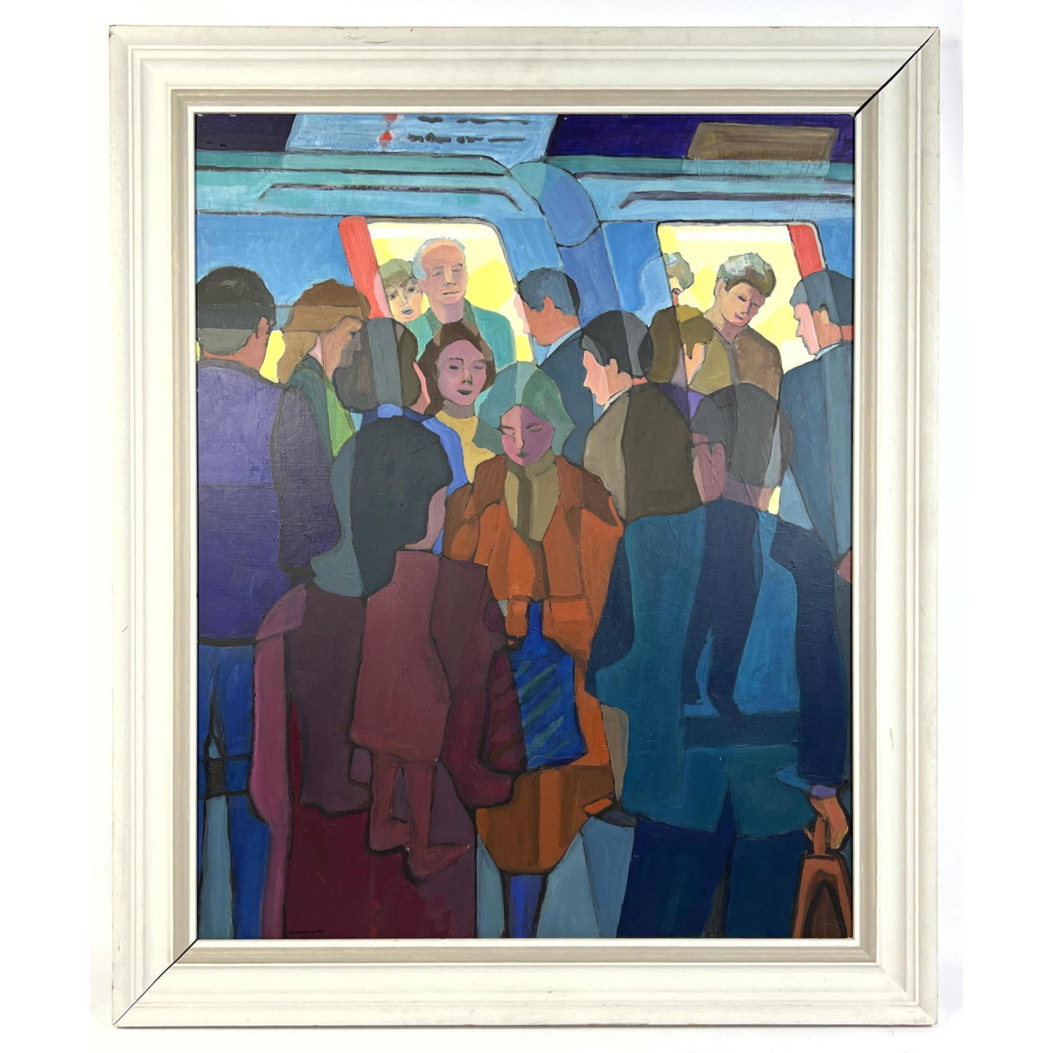 Appraisal: John Perkin Acrylic Painting on Board Tube Stop UK optical