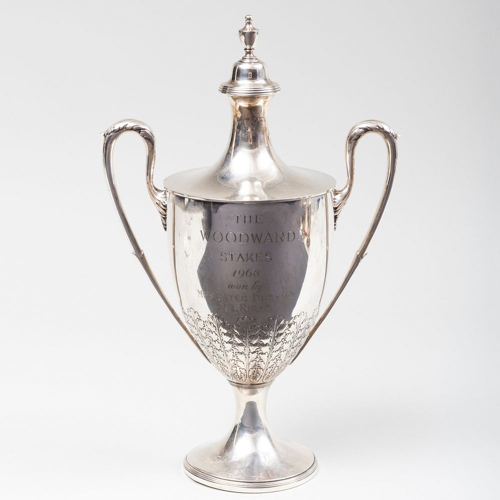 Appraisal: Ensko Silver Horse Racing Trophy Marked 'Sterling' inscribed 'The Woodward