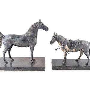 Appraisal: A Pair of American Silverplate Horse Figure Trophies TH CENTURY